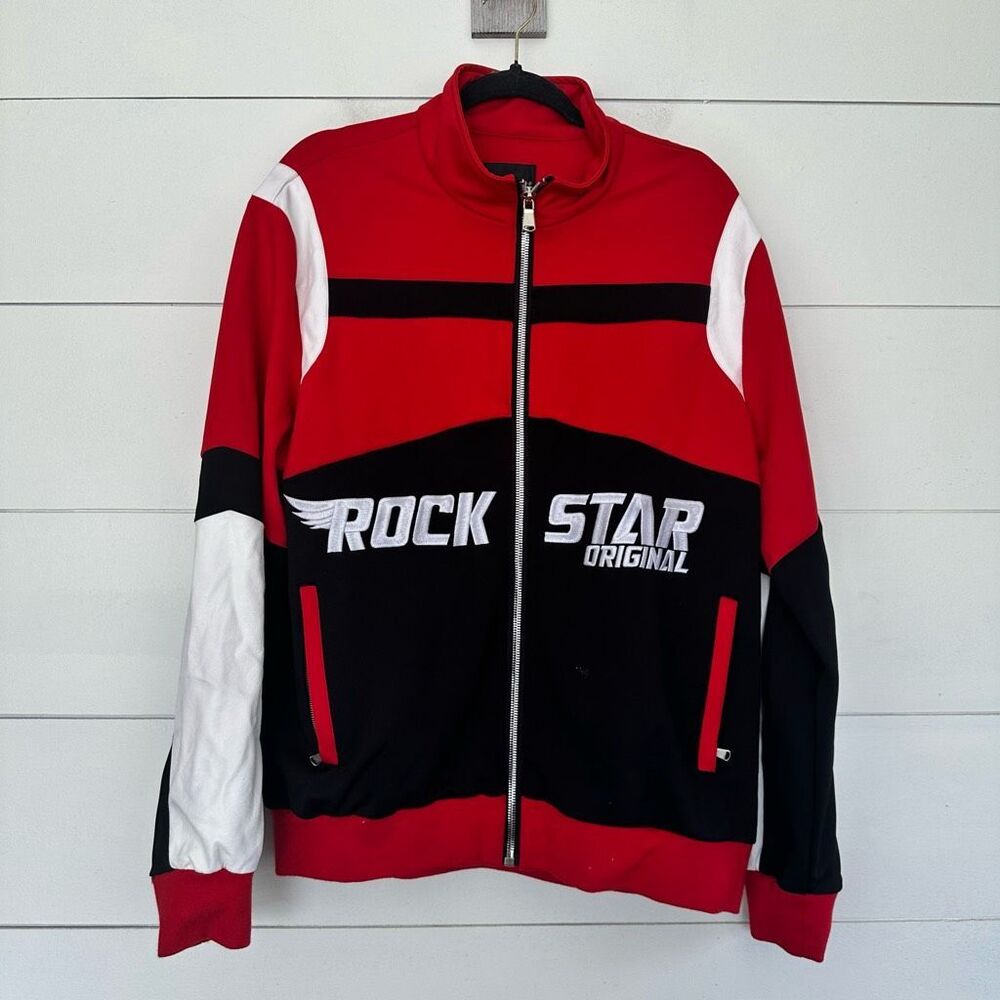 Rockstar Original Men’s Extra Large Red Colorblock Jacket Y2K 2000s